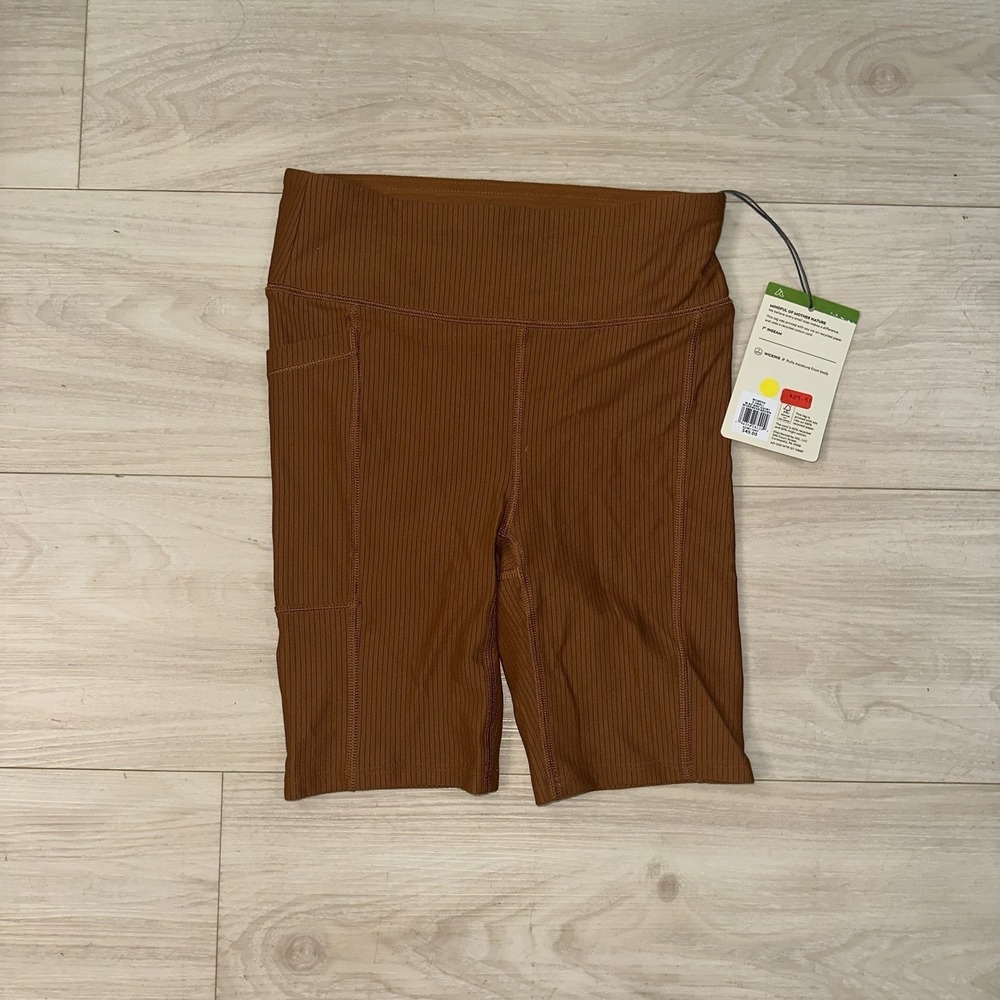 Alpine Designs Womens Size XS Effortless Support Pocket Bike Shorts 7" Taupe EUC